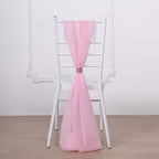 5 Pack Chiffon Chair Sashes Pink - Soft & Lightweight Designer Chair Bows 22"x78"