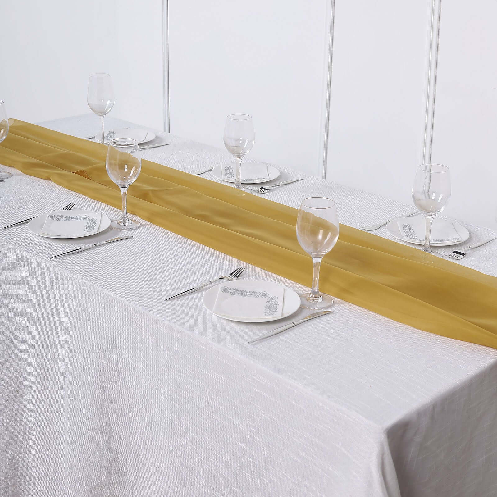 Chiffon 6ft Table Runner Mustard Yellow - Flowy & Lightweight Table Decor