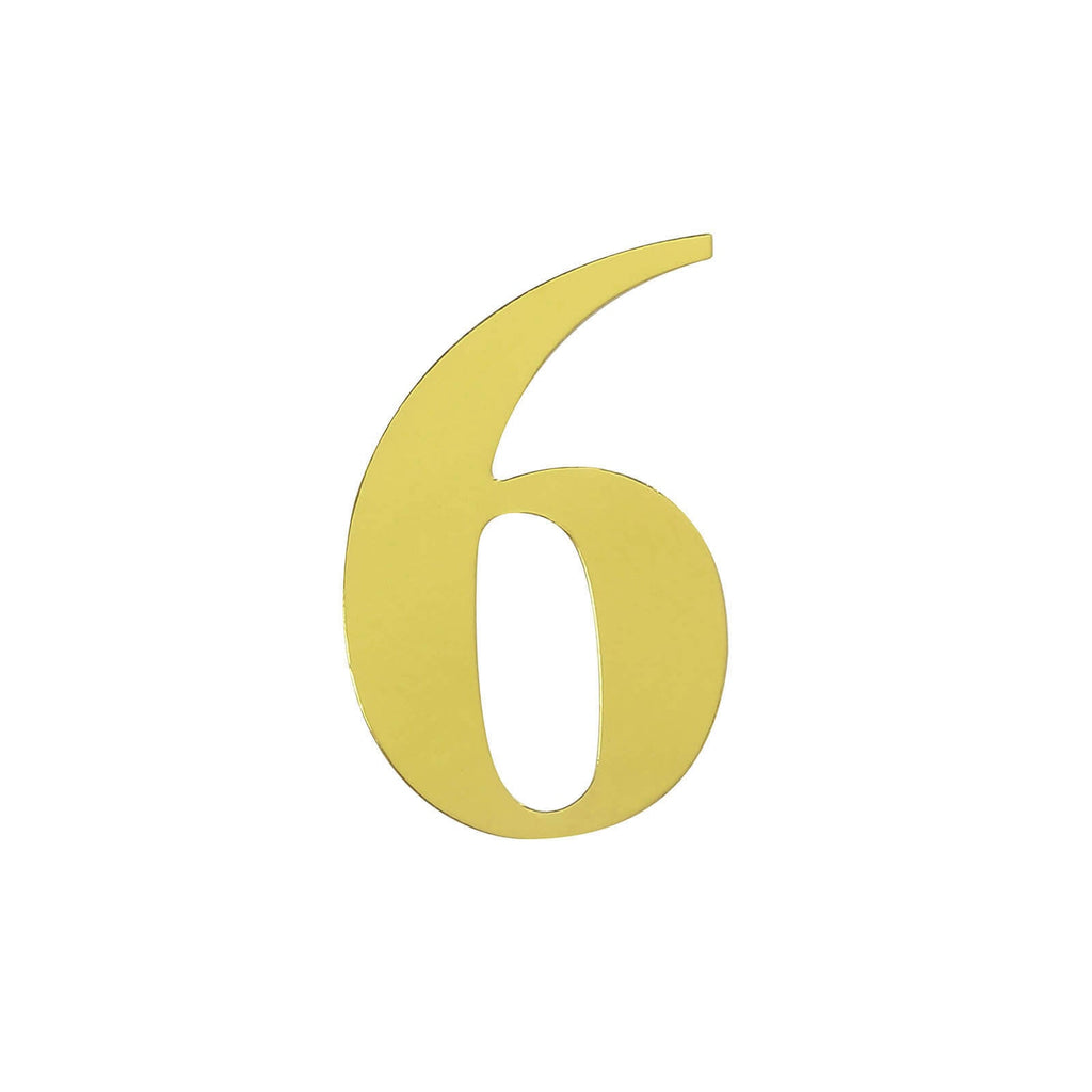 4-Pack Stickers Banner Custom 0-9 Number "6" Design Gold - Milestone Age and Date Stick-On Numbers 5"