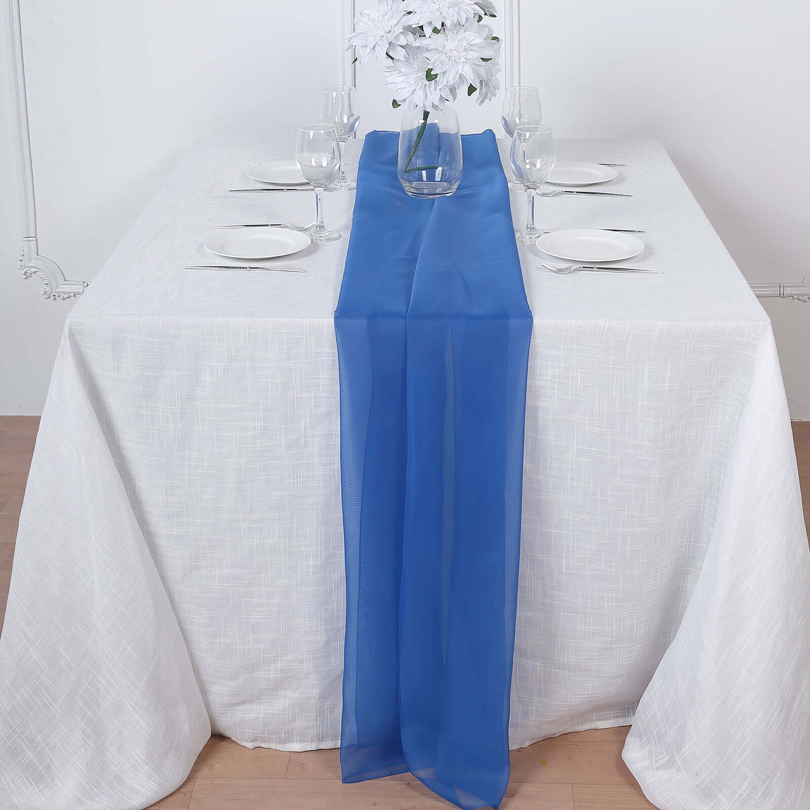 Chiffon 6ft Table Runner Royal Blue - Flowy & Lightweight Table Decor