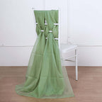 5 Pack Chiffon Chair Sashes Sage Green - Soft & Lightweight Designer Chair Bows 22"x78"