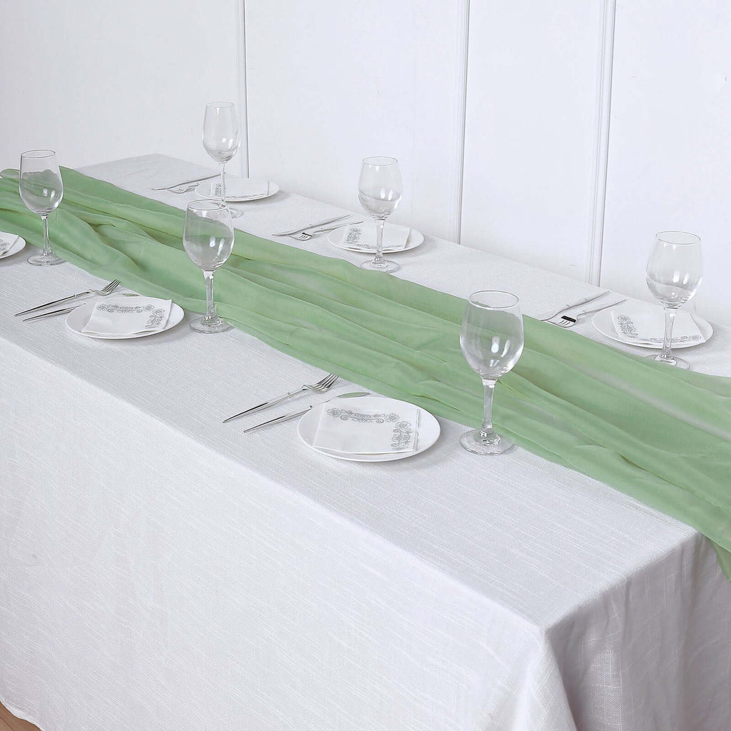 Chiffon 6ft Table Runner Sage Green - Flowy & Lightweight Table Decor
