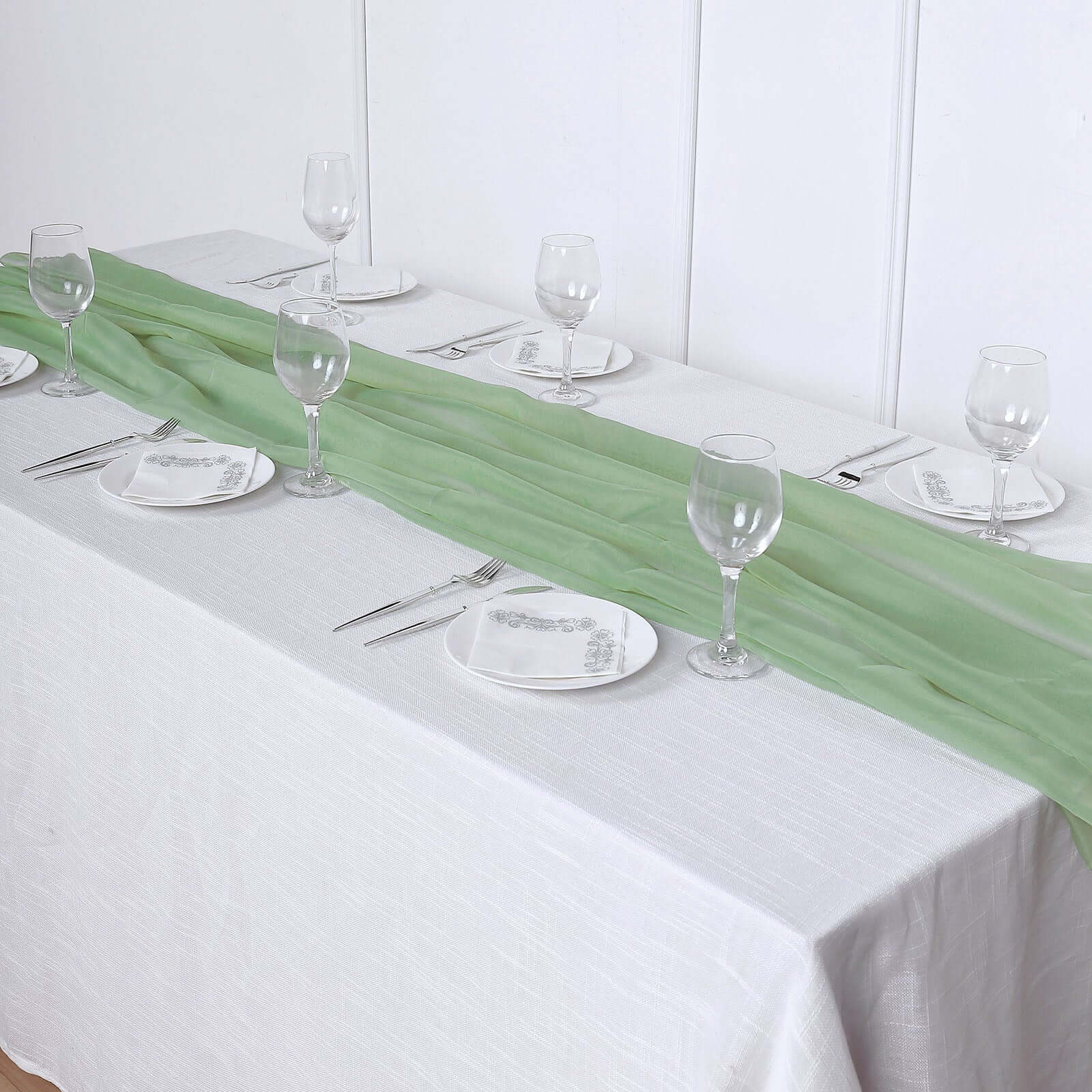 Chiffon 6ft Table Runner Sage Green - Flowy & Lightweight Table Decor