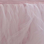 Tulle 14ft Table Skirt Blush - 4 Layer Pleated Tutu Table Cover