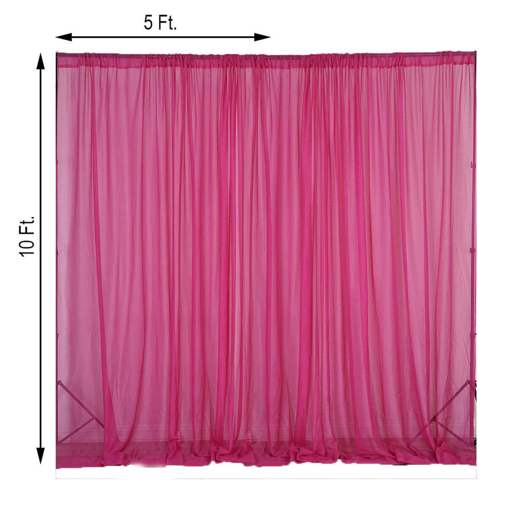 2 Pack Fuchsia Sheer Chiffon Event Curtain Drapes, Durable Flame Resistant Organza Backdrop Event Panels With Rod Pockets - 10ftx10ft