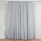 2 Pack Silver Polyester Event Curtain Drapes, 10ftx8ft Backdrop Event Panels With Rod Pockets 130 GSM