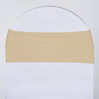 5 Pack Stretch Spandex Chair Sashes Champagne - Fitted Finish Two Ply Heavy Duty Chair Bands 5"x12"