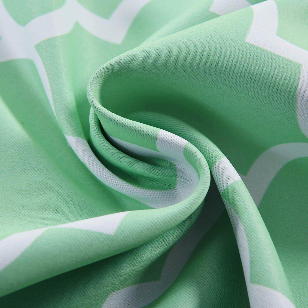 2 Pack White Mint Lattice Print Thermal Blackout Curtains With Chrome Grommet Window Treatment Panels - 52"x108"