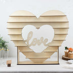 8-Layer Wooden Dessert Display Stand Heart Shaped Double Sided Design Natural - "Love" Cupcake Shelf Table Rack 26"