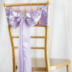 5 Pack Satin Chair Sashes Lavender Lilac - Durable Chair Bows with Shiny Finish 6"x106"