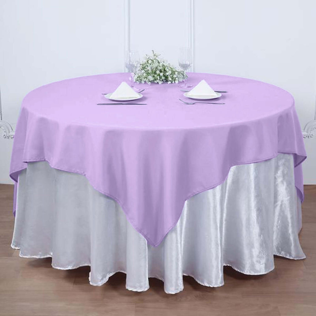 Polyester 70"x70" Table Overlay Square Tablecloth Lavender Lilac - Wrinkle-Resistant & Durable Table Cover