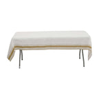Linen - Like Paper 50"x108" Rectangle Tablecloth White - Disposable Airlaid Table Cover with Gold Striped Border - Bell Racket Store