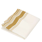 Linen - Like Paper 50"x108" Rectangle Tablecloth White - Disposable Airlaid Table Cover with Gold Striped Border - Bell Racket Store