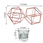 Set of Metal Candle Holders Linked Geometric Design Rose Gold - Modern Table Decor with Votive Glass for Gatherings 11"