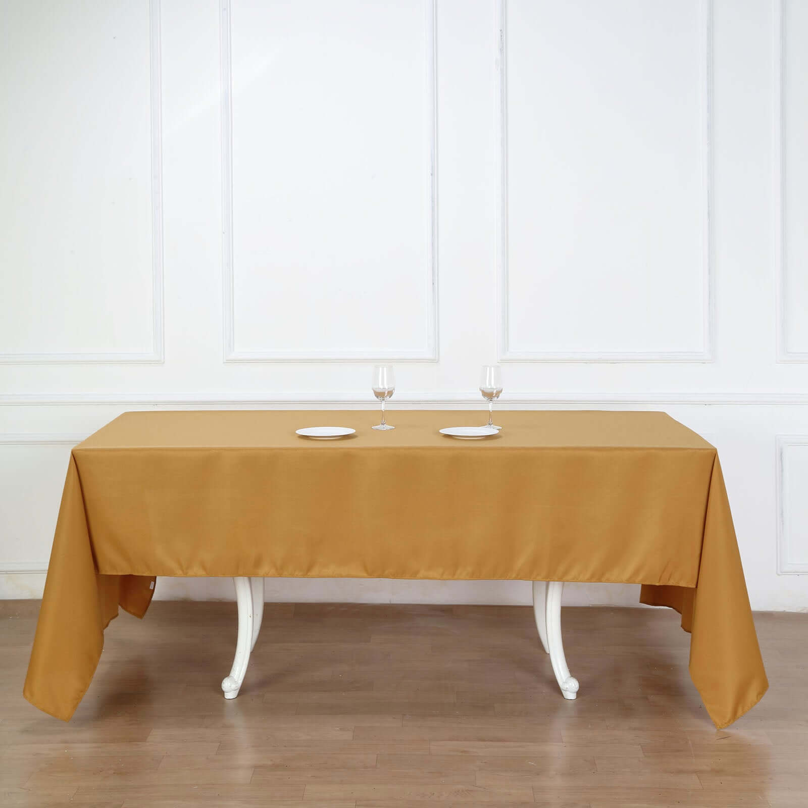 Polyester 60"x126" Rectangle Tablecloth Gold - Wrinkle-Resistant Table Cover for Weddings & Parties