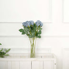 31" 24Pcs Dusty Blue Long Stem Artificial Silk Roses Flowers