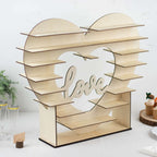 8-Layer Wooden Dessert Display Stand Heart Shaped Double Sided Design Natural - "Love" Cupcake Shelf Table Rack 26"