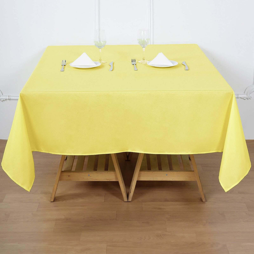 Polyester 70"x70" Table Overlay Square Tablecloth Yellow - Wrinkle-Resistant & Durable Table Cover