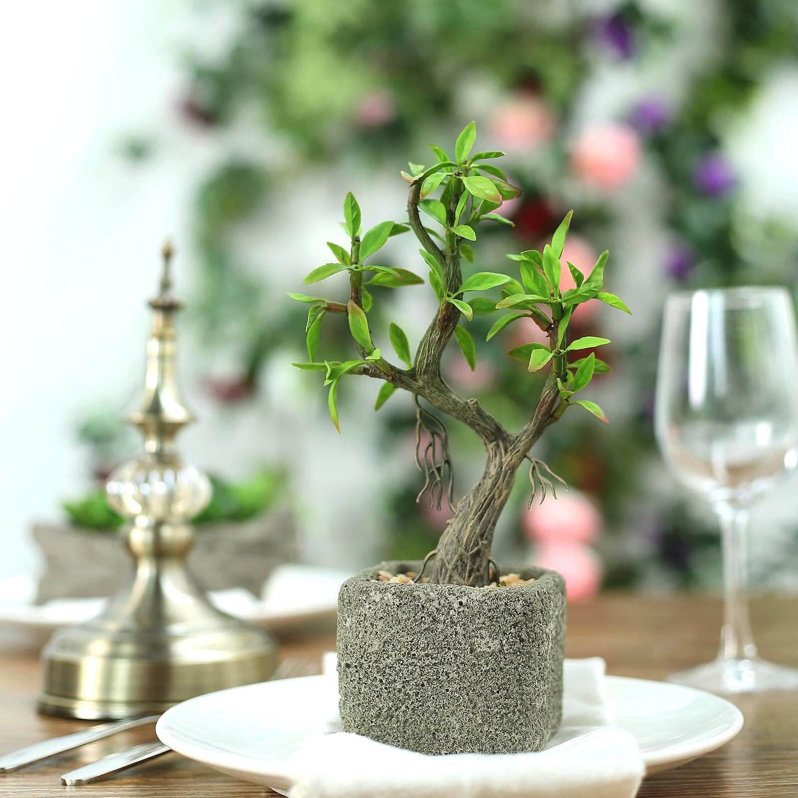 Willow Tree Artificial Succulents in Concrete Pot - Lifelike Decorative Faux Plants for Home Office & Event Design 9"