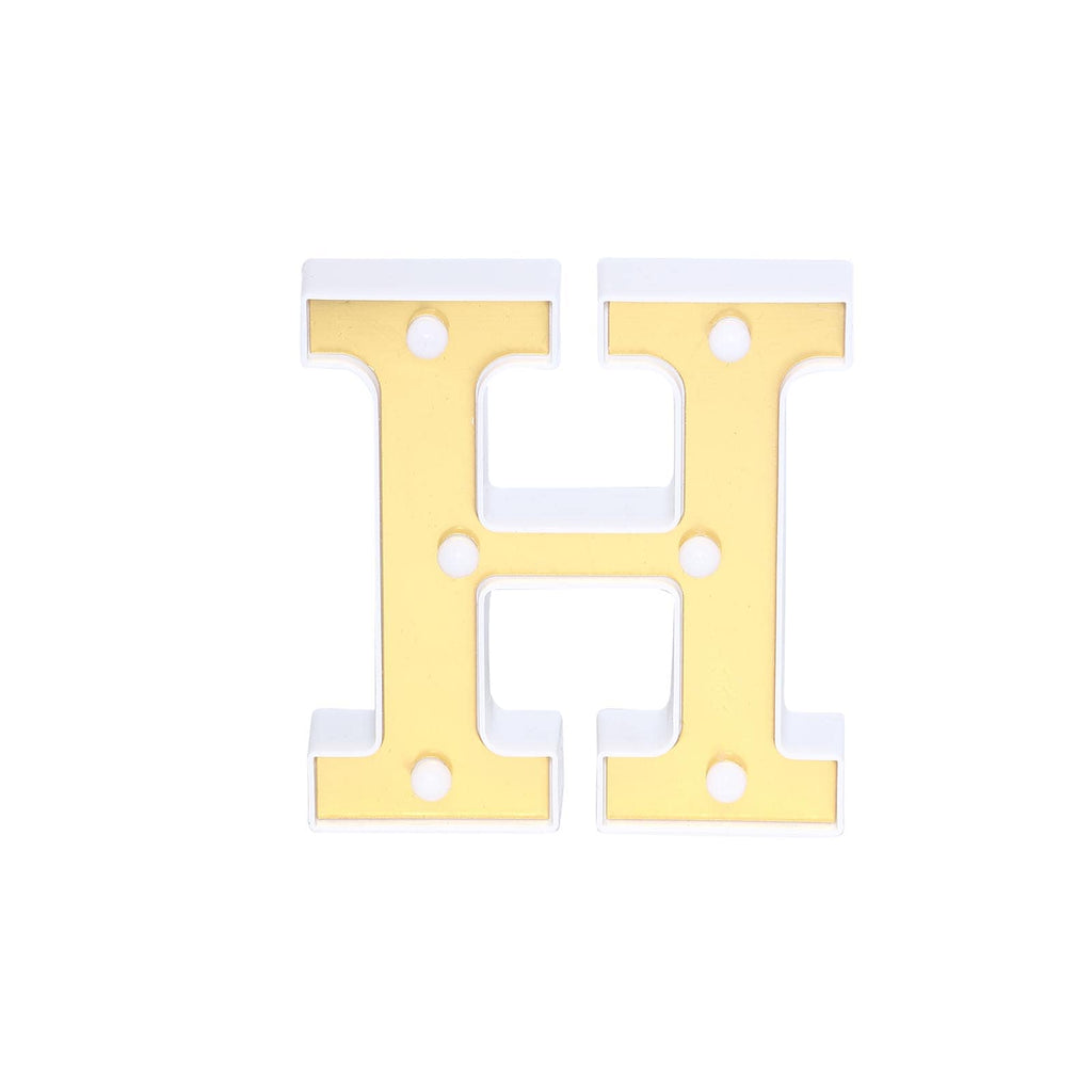 3D Marquee Letter "H" Warm White 6 LED Lights Gold - Chic Light-Up Decor for Events 6"