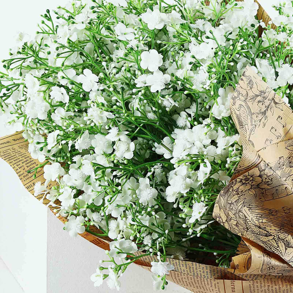 4 Stems 27" White Artificial Silk Babys Breath Gypsophila Flowers