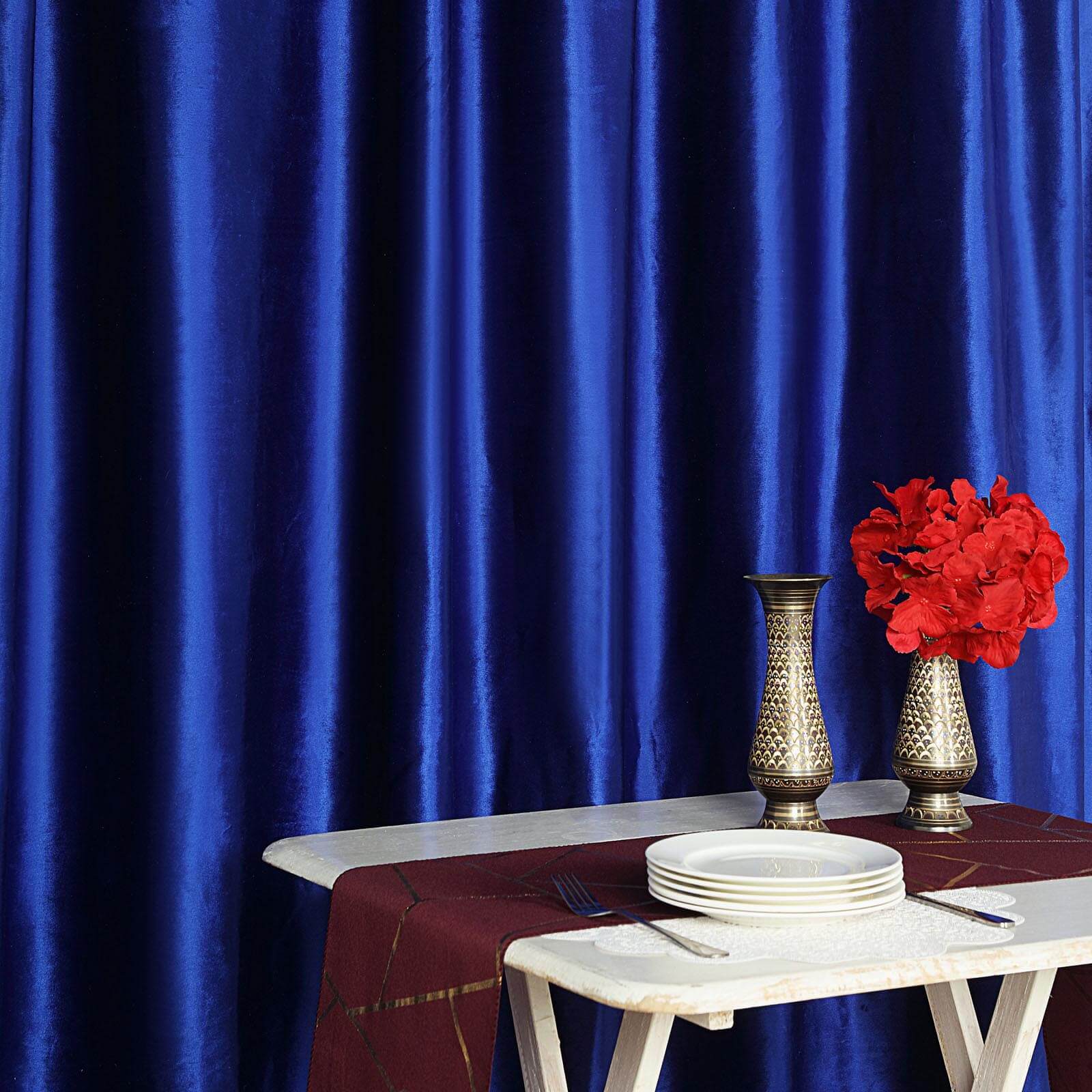 Royal Blue Crushed Velvet Backdrop Curtain â€“ 8ft x 8ft Event Drape with Rod Pocket, Privacy Panel for Photo Booths & Events