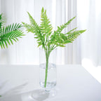 2 Stems 19" Green Artificial Boston Fern Leaf Plant Indoor Faux Spray