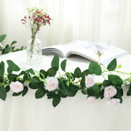 6ft 20 Blush Artificial Silk Roses Flower Garland Vine