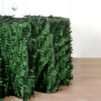 Taffeta 120" Round Tablecloth Green | 3D Leaf Petal Design Seamless Table Cover
