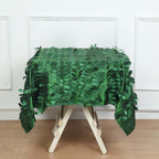 Taffeta 54"x54" Square Tablecloth Green 3D Leaf Petal Table Cover
