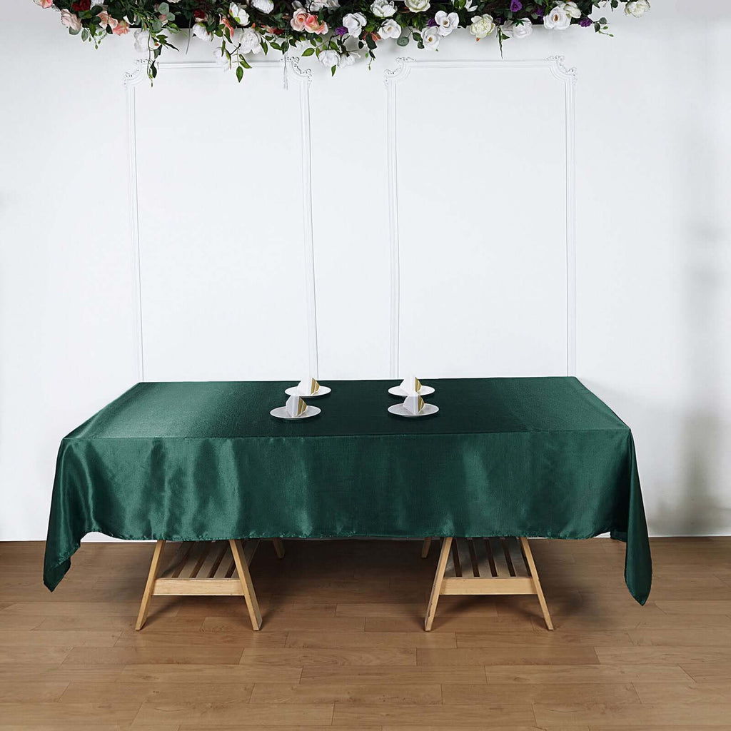 Satin Rectangular 60"x102" Tablecloth Hunter Emerald Green - Smooth and Lustrous Table Cover
