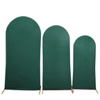 Set of 3 Matte Hunter Emerald Green Spandex Fitted Chiara Backdrop Stand Cover For Round Top Wedding Arch - 5ft, 6ft, 7ft
