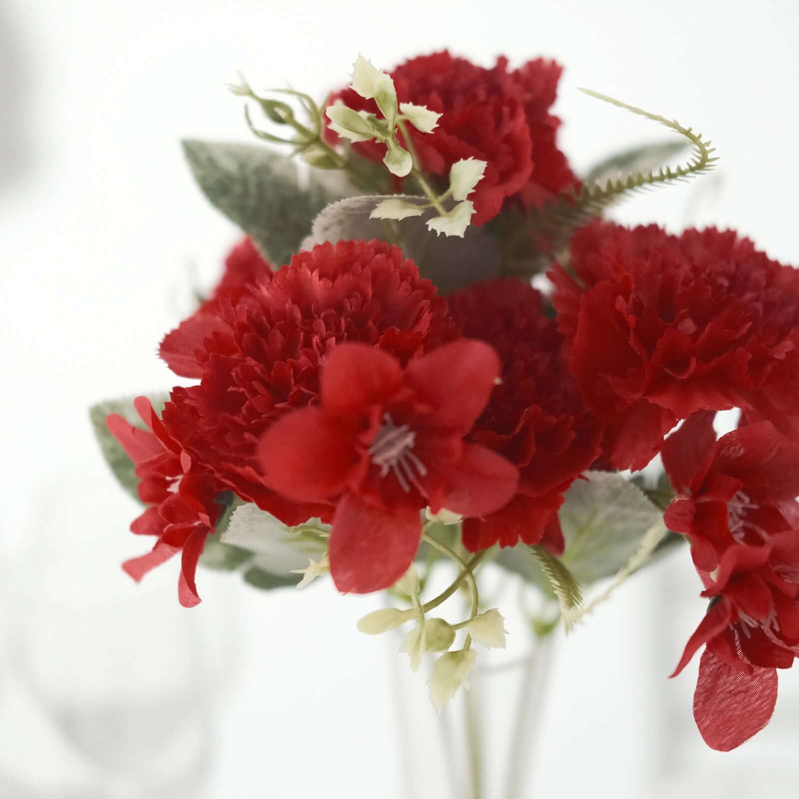 3 Pack 14" Red Artificial Silk Carnation Flower Arrangements, Faux Floral Bouquets Bushes