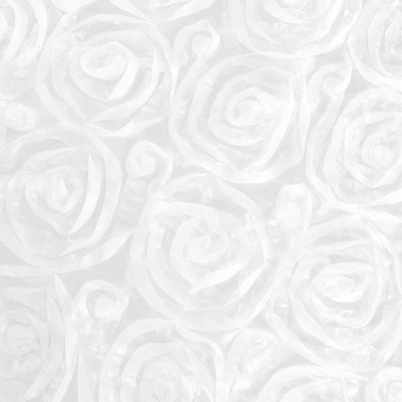 Satin 72"x72" Table Overlay Square Tablecloth White - 3D Rosette Design for Stylish Occasions
