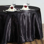 Satin 108" Round Tablecloth Black - Smooth and Lustrous Table Cover for Weddings & Events