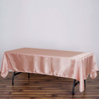 Satin Rectangular 60"x102" Tablecloth Dusty Rose - Smooth and Lustrous Table Cover