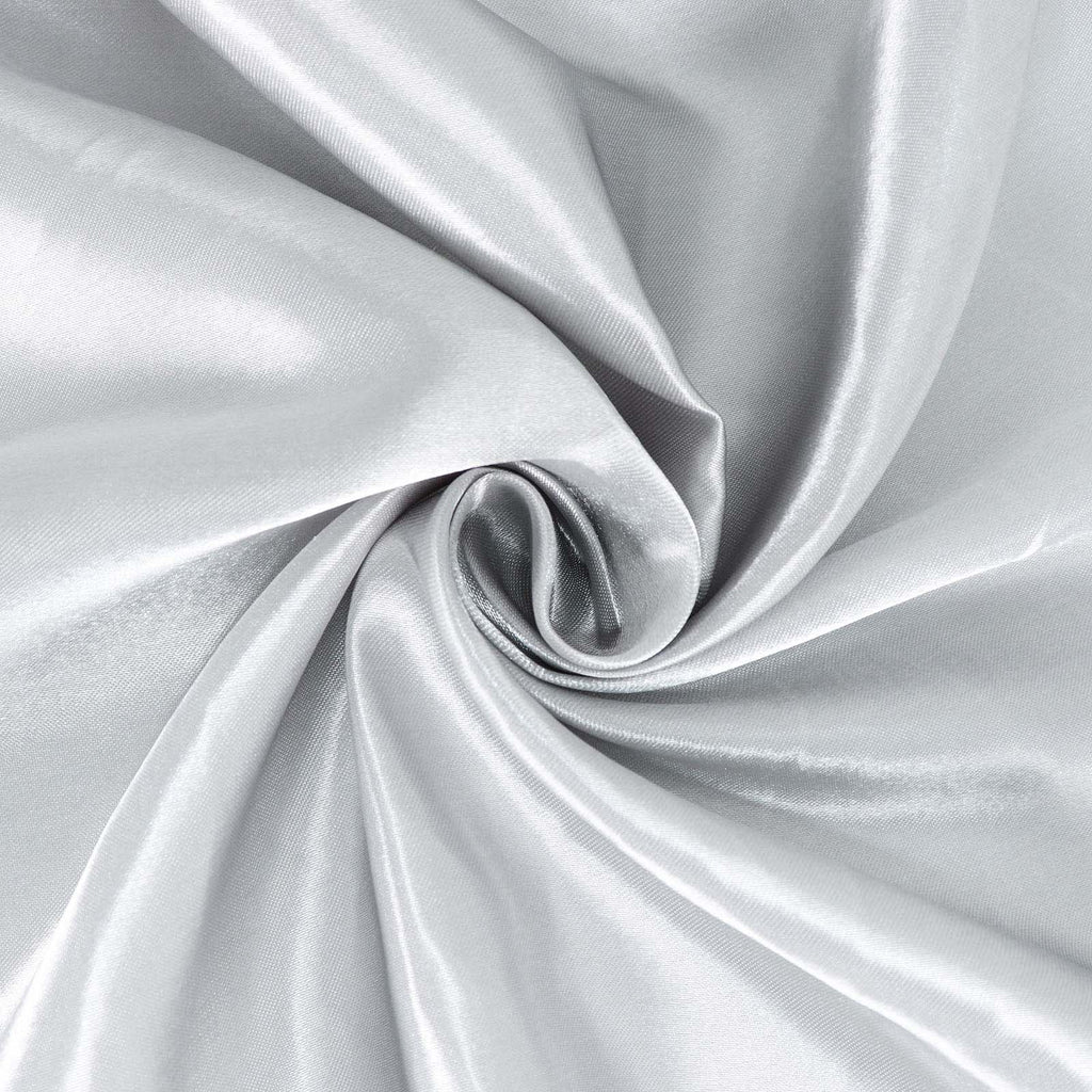 Satin 132" Round Tablecloth Silver - Stylish Seamless Table Cover