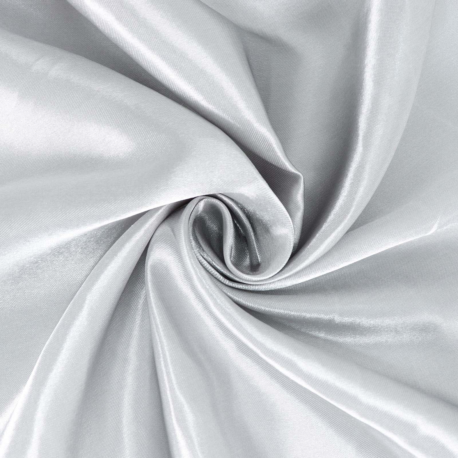 Satin 132" Round Tablecloth Silver - Stylish Seamless Table Cover