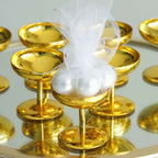 12-Pack Plastic Dessert Cup Candy Dishes Gold - Decorative Mini Pedestal Stands for Treats 2"