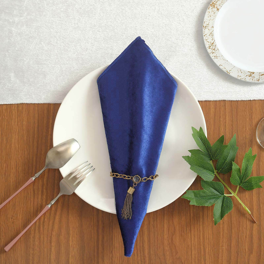 5 Pack Premium Velvet 20"x20" Napkins Royal Blue - Soft Sheen Finish Cloth Napkins