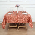 Taffeta 72"x72" Table Overlay Square Tablecloth Terracotta (Rust) - 3D Leaf Petal Table Cover