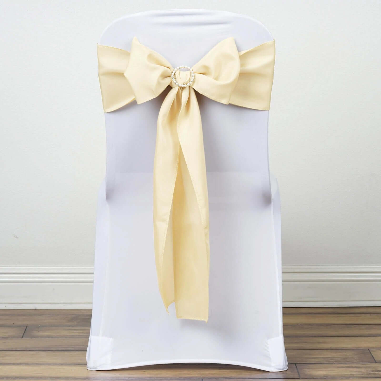5 Pack Polyester Chair Sashes Beige 6"x108"
