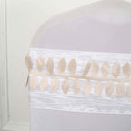 Taffeta Ribbon Sash with 4" Leaf Petal Design Beige 50ft - Sophisticated Artificial Fabric Garland
