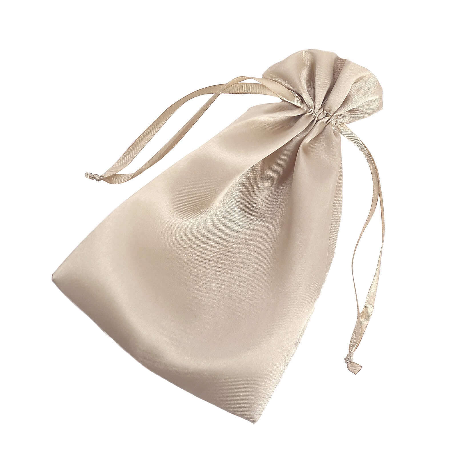 12 Pack 6"x9" Beige Satin Drawstring Wedding Party Favor Gift Bags