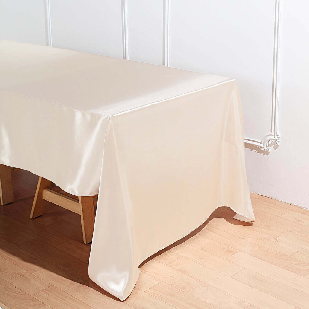 Satin Rectangular 60"x126" Tablecloth Beige - Smooth and Lustrous Table Cover