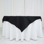 100% Cotton 54"x54" Table Overlay Square Tablecloth Black Linen - Soft & Breathable Fabric Table Topper
