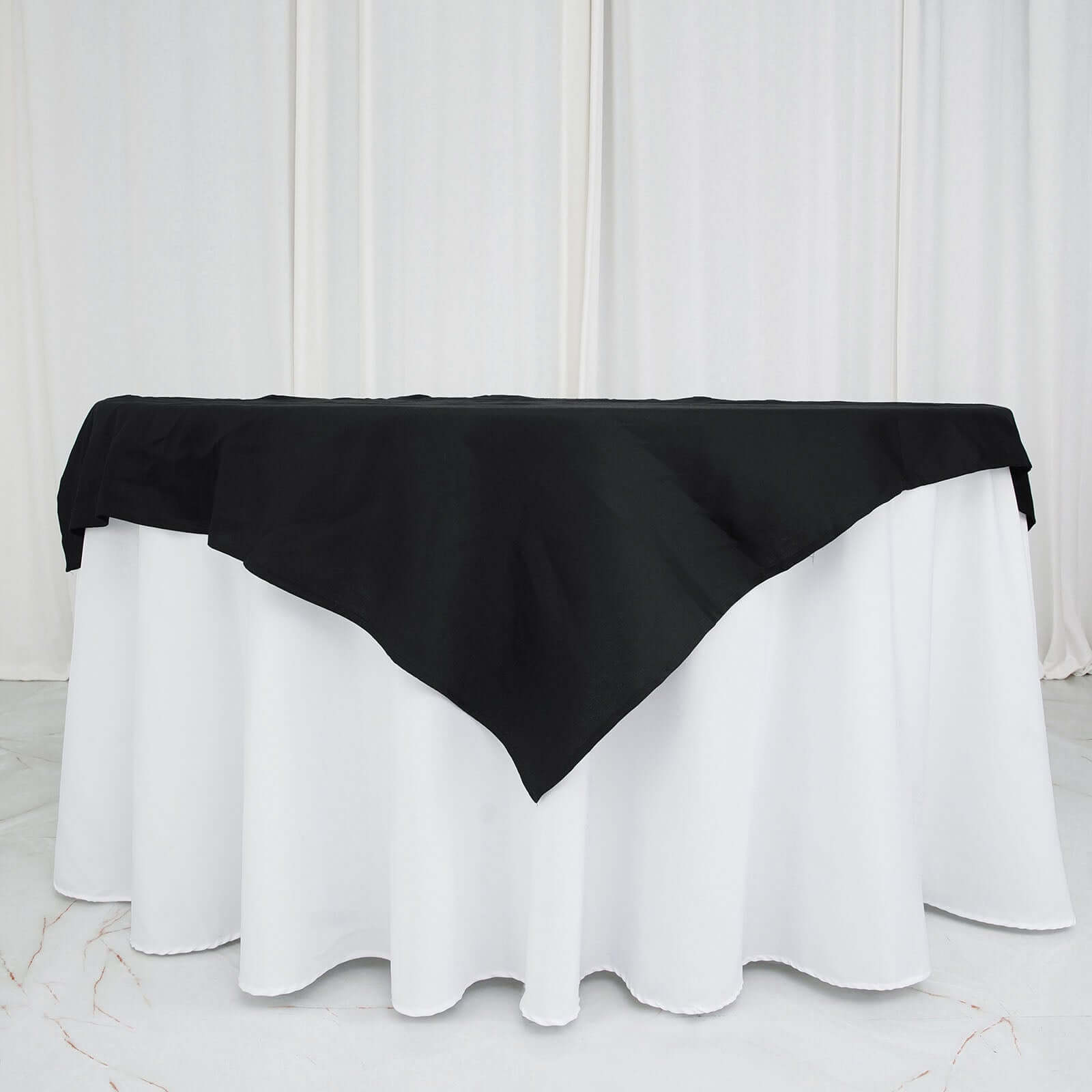 100% Cotton 54"x54" Table Overlay Square Tablecloth Black Linen - Soft & Breathable Fabric Table Topper