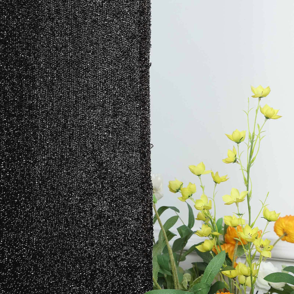 7ft Black Shimmer Tinsel Spandex Chiara Backdrop Stand Cover For Fitted Round Top Wedding Arch