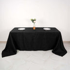 Taffeta 90"x132" Rectangle Tablecloth Black - Seamless Accordion Crinkle Design for Sophisticated Gatherings