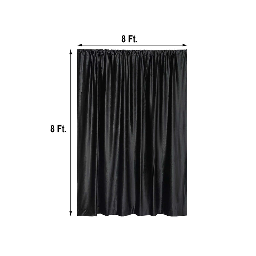Black Crushed Velvet Backdrop Curtain â€“ 8ft x 8ft Event Drape with Rod Pocket, Privacy Panel for Photo Booths & Events